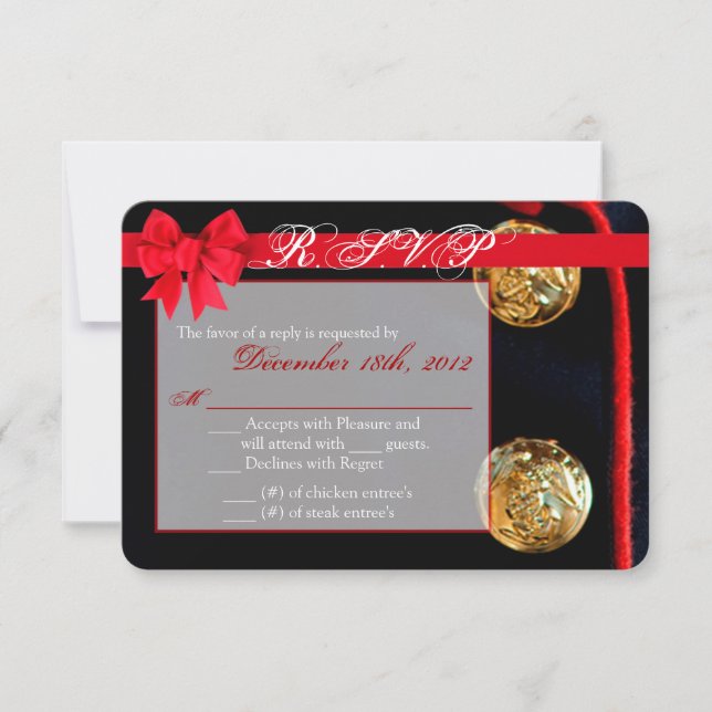 3x5 R.S.V.P. Placa de Resposta Marinha Vestido Blu (Frente)