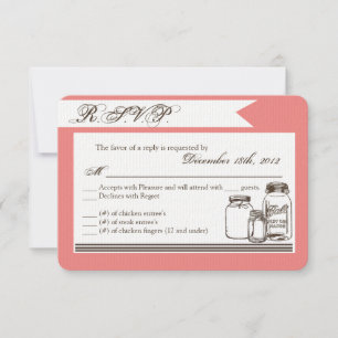 3x5 R.S.V.P. Placa de Resposta Mason Jar Country R