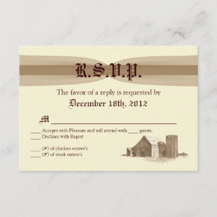 3x5 R.S.V.P. Placa de resposta Vintage Country Bar