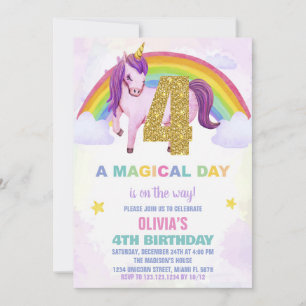 4ª Nuvem de Convites de Aniversário do Rainbow Uni
