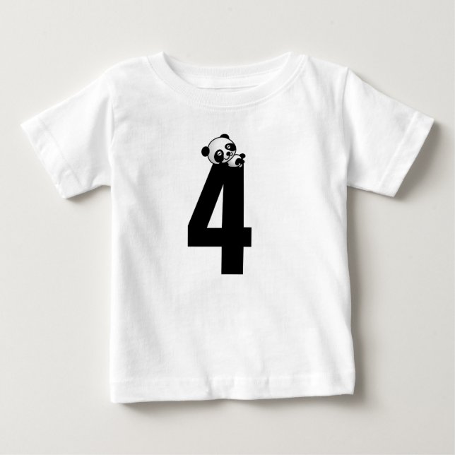 4º aniversário Idade 4 T-shirts de Urso Panda (Frente)
