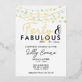 40ª convite de aniversário elegante