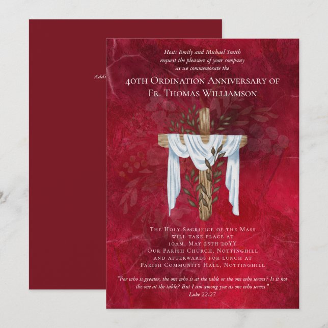 40ª Portaria Aniversário Convite Ruby (Frente/Verso)