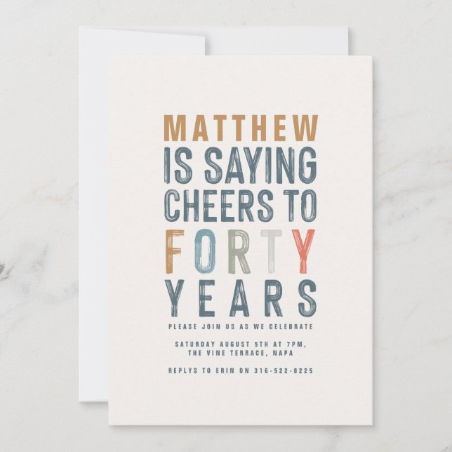 40º Alicerce colorido para quarenta anos de idade (Frente)