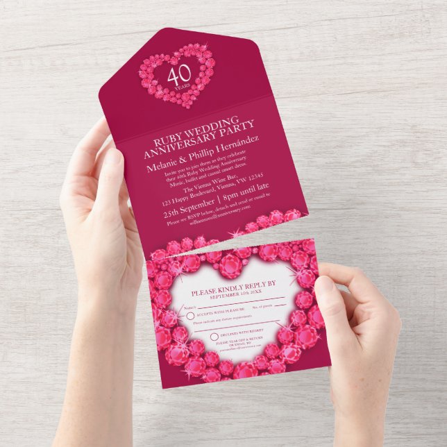 40º aniversário de casamento de rubi sem envelope  (Aba destacável)