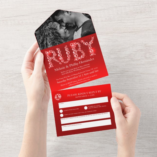 40º aniversário de casamento de rubi sem envelope (Tearaway)