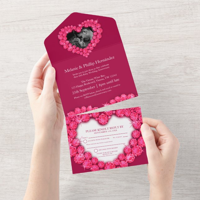 40º aniversário de casamento de rubi sem envelope (Aba destacável)