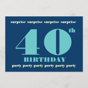 40º Convite de aniversário SURPRESA - Azul