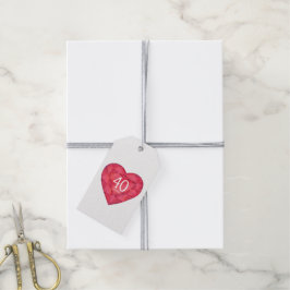40 anos, ruby jewel Heart Watercolor, etiquetas de