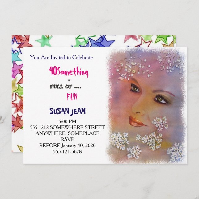 40 Cheio de belo convite divertido (Frente/Verso)