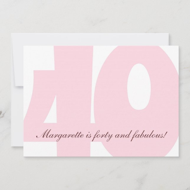 40 e Convite de aniversário fabuloso (Frente)