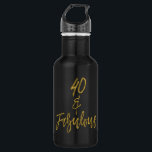 40 e Fabulosa Garrafa de Água de Aniversário de Fo<br><div class="desc">40 e Fabulosa Garrafa de Aniversário de Folha de Ouro para Celebração de Festas de aniversário</div>