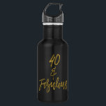 40 e Fabulosa Garrafa de Água de Aniversário de Fo<br><div class="desc">40 e Fabulosa Garrafa de Aniversário de Folha de Ouro para Celebração de Festas de aniversário</div>