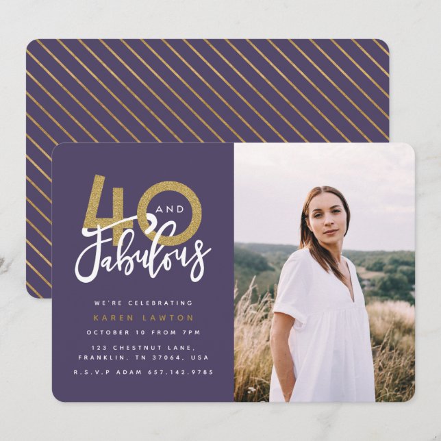 40 e fabuloso convite para fotografias de festa de (Frente/Verso)