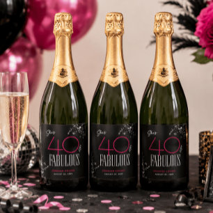 40 e Fabuloso Preto Rosa Glam Brilho Aniversário