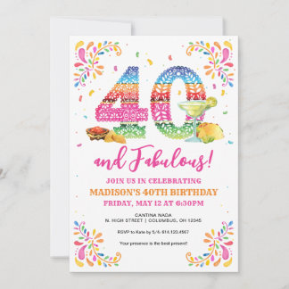 40 e o convite Fabuloso para o Aniversário Fiesta