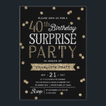 40th Convite de festas da surpresa dos confetes do<br><div class="desc">Este convite de festas da surpresa do aniversário de 40 anos do chique e do na moda caracteriza um tema cor-de-rosa dos confetes do brilho do ouro do falso elegante com tipografia moderna. Personalize a cor do fundo à cor do tema do evento do fósforo. Para um convite ainda mais...</div>