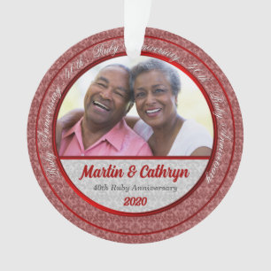 40th Ornamento da foto do aniversário   do rubi