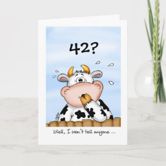 42º Aniversário - Cartão Humoroso com vaca surpree