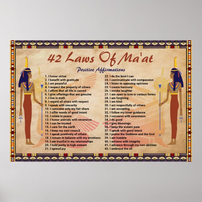 42 Leis De Matéria - Afirmações Positivas Poster (Frente)