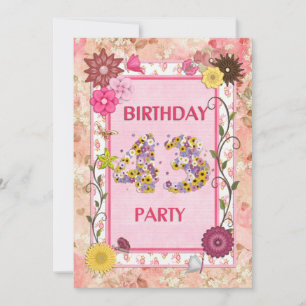 43º convite de aniversário com estrutura floral