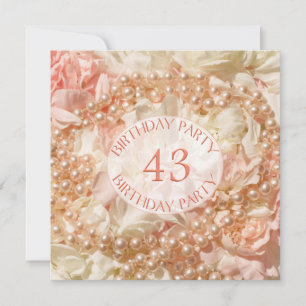 43º Convite de aniversário com pérolas