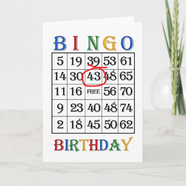 43.o Cartão de Bingo de Aniversário (Frente)