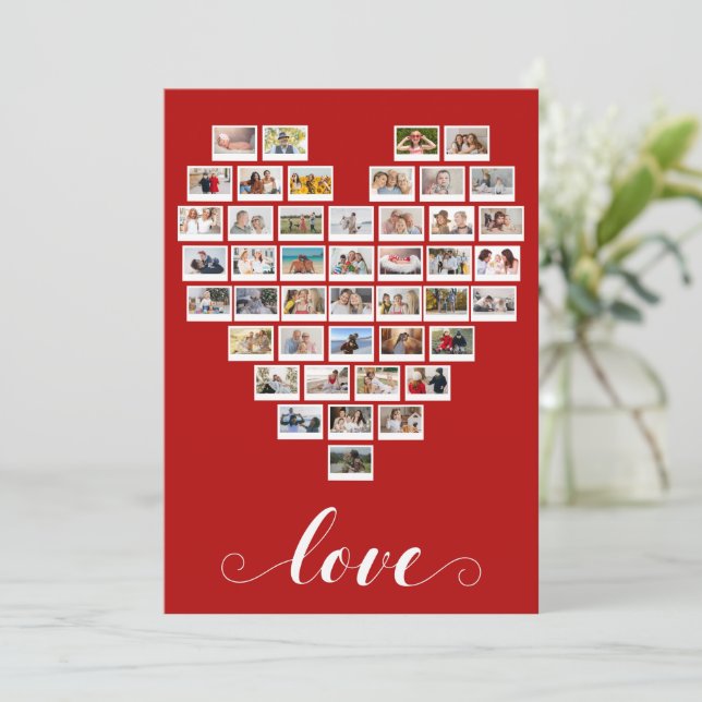 44 Photo Collage Camera Film Love White Heart Card (Em pé/Frente)