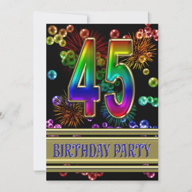 45º Convite de aniversário com bolhas (Frente)