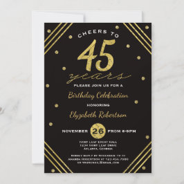 45º Convite de aniversário, Saúde, Faux Dourado
