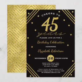 45º Convite de aniversário, Saúde, Faux Dourado