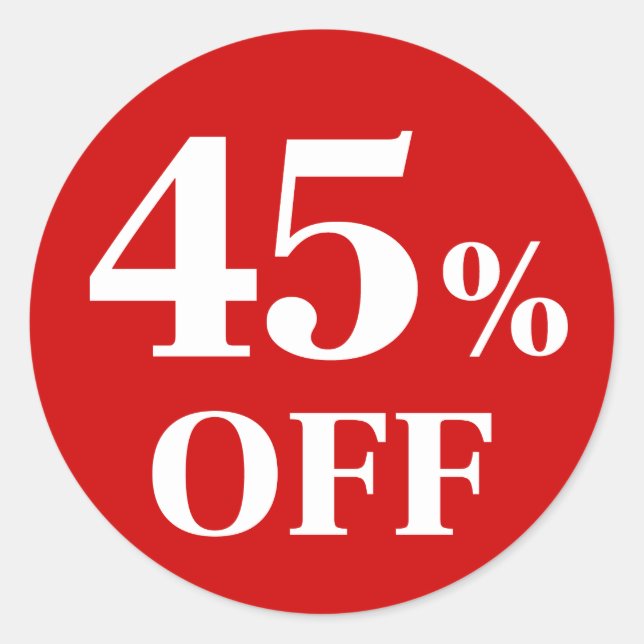 45% OFF Adesivo Redondo Clássico de Fundo Vermelho (Frente)