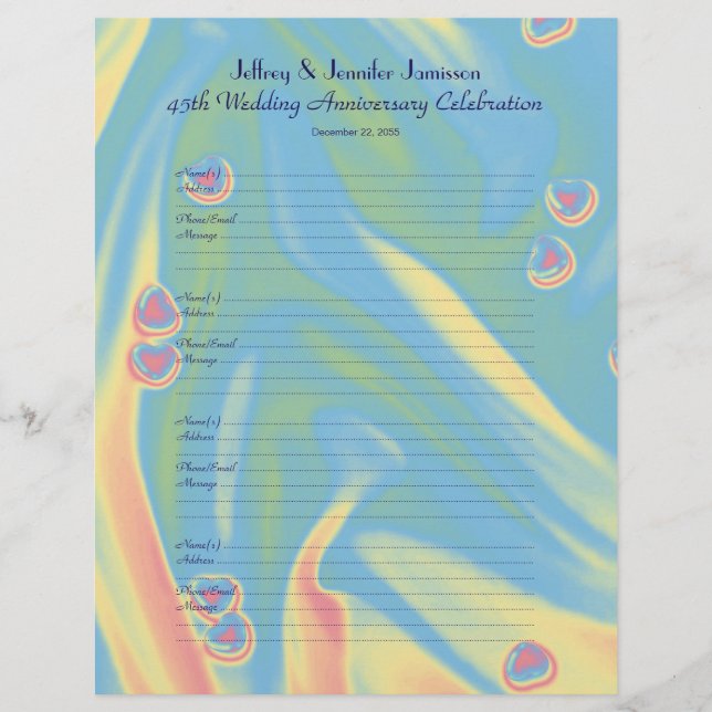 45th Página do login do livro de hóspedes dos (Frente)