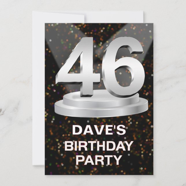 46º Convite de aniversário Adicionar um Nome (Frente)