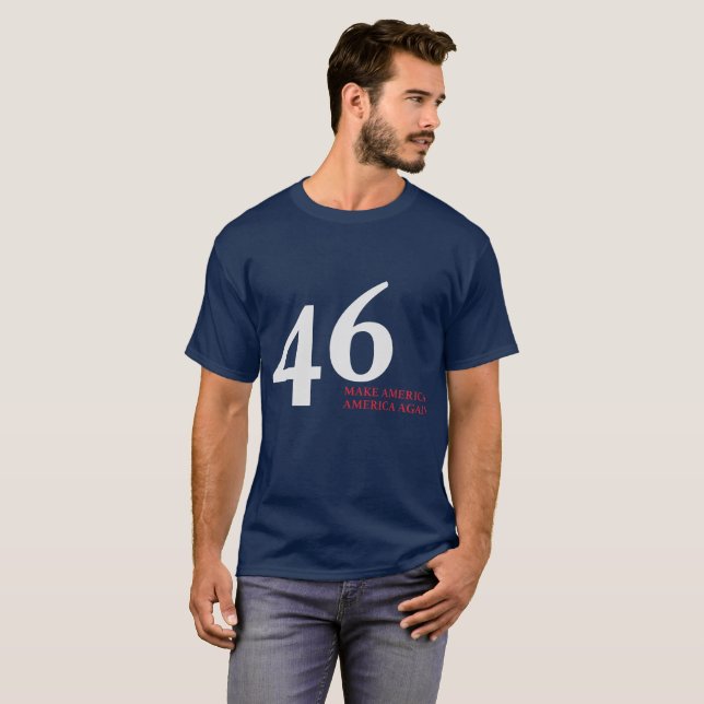 46 faça o t-shirt do marinho dos homens de América (Frente Completa)