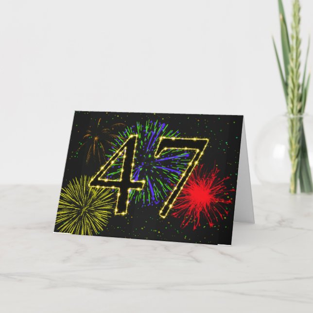 47º Cartão de aniversário com fogos de artifício (Frente)