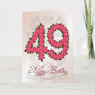 49.o cartão de aniversário com rosas e folhas