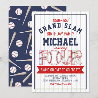 4.º Convite de Aniversário para Baseball