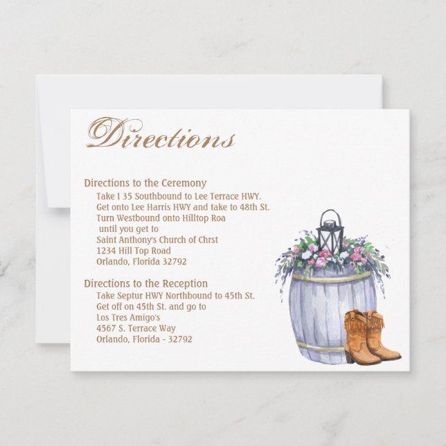4.25x5.5 Cartão de Direção Verão Rus Casamento (Frente)