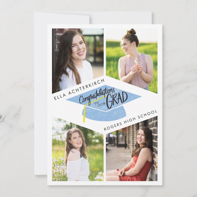 4 Anúncio e Convite para Bonés de formatura de Fot (Frente)