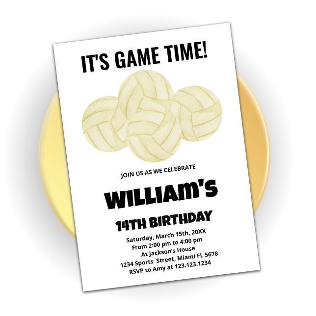 4 bolas de voleibol Convites de aniversário (Criador carregado)