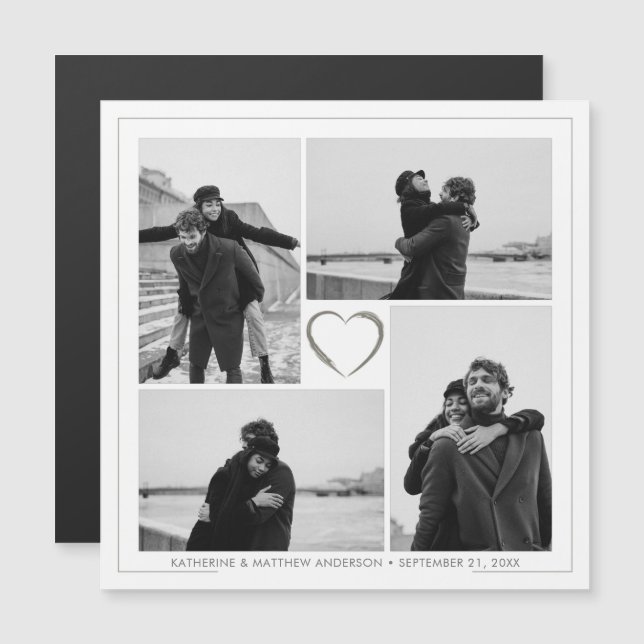 4 Cartão Magnético de Anúncio de Casamento de Cola (Frente/Verso)