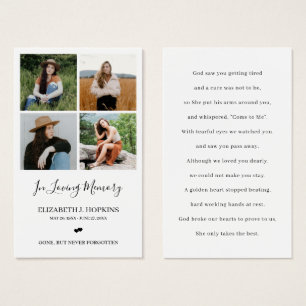 4 Cartões de Oração para Memória Funeral de Colage