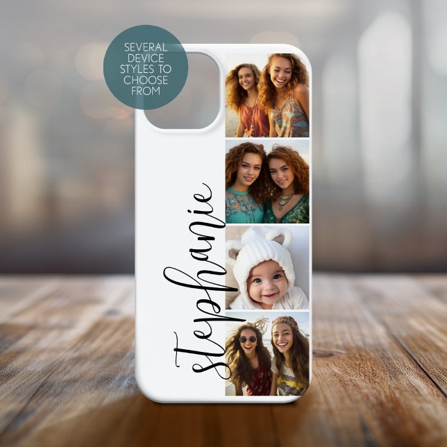 4 Colagem de Fotos - Fita de Filmes com Fonte Manu (Personalized Phone Cover with Photos)