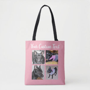 4 Colagem de Fotos Saco De Tote De Cão Rosa
