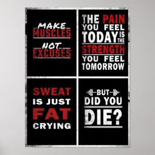 4 Colagem de Malhação de Poster de Gym Motivaciona