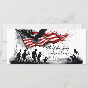 4 de julho Arte Patriótica com Bandeira e Soldados