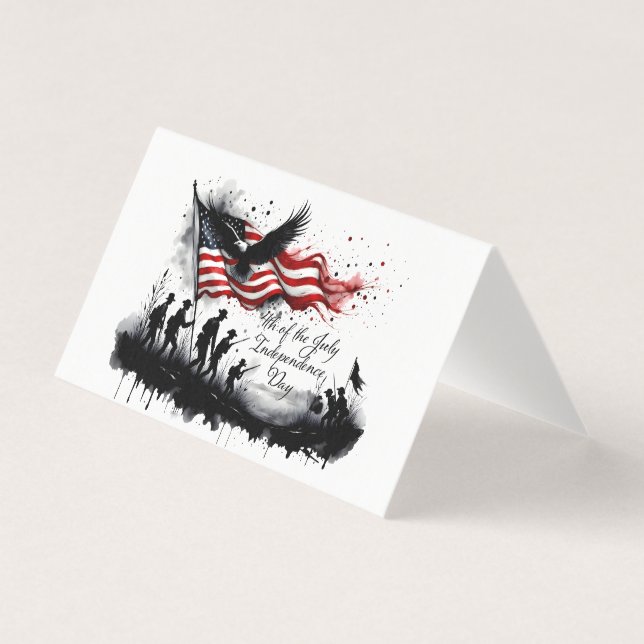 4 de julho Arte Patriótica com Bandeira e Soldados (Frente)