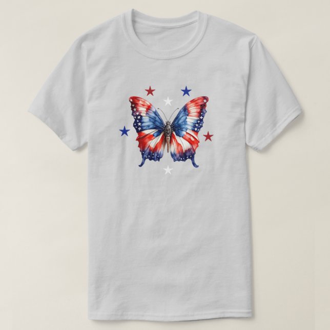 4 De Julho Borboleta T-Shirt (Frente do Design)