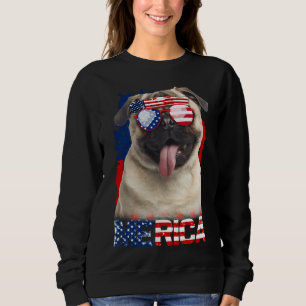 4 De Julho Camisa Bandeira Americana Pugs Cog Love